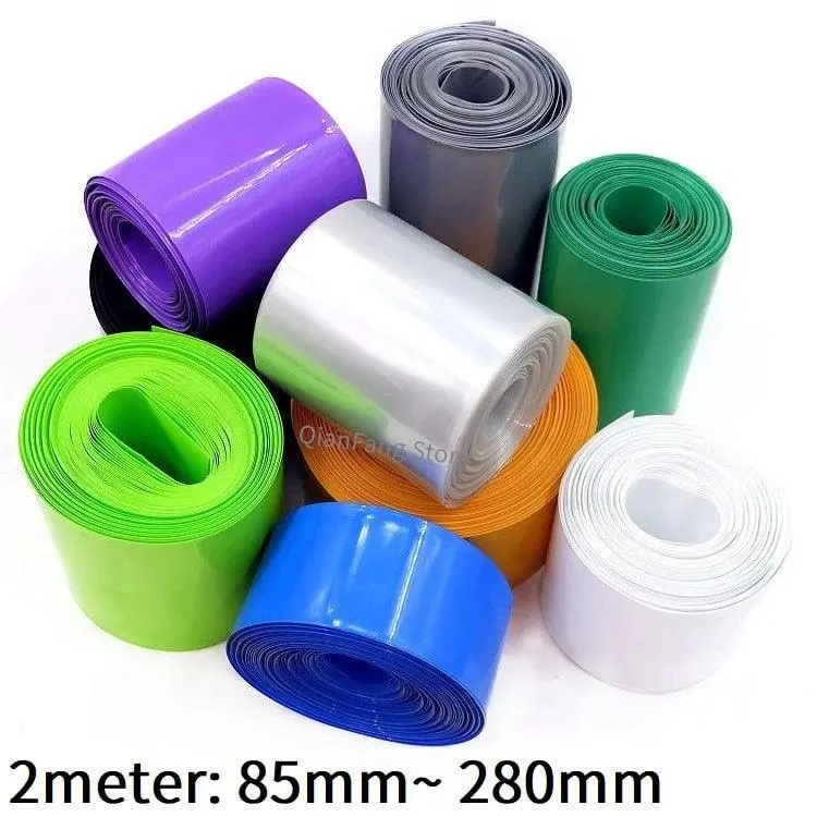 2M Pvc Heat Shrink Tube 85Mm ~ 280Mm Width Blue Black Multicolor Sheath Pack Cable Sleeve For 18650 Lithium Battery Film Wrap 1