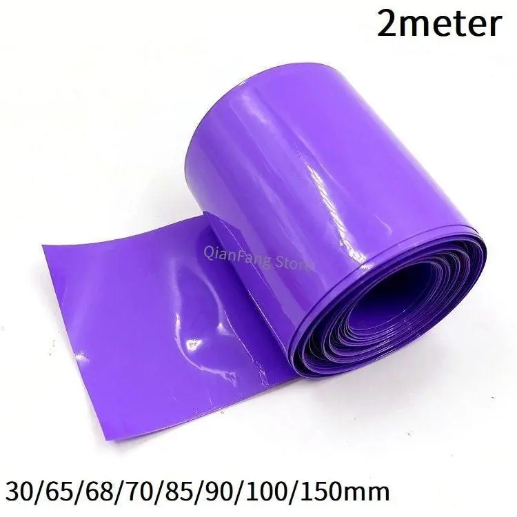 2M Pvc Heat Shrink Tube For 18650 Lithium Battery Pack Cover Shrinkable Insulated Cable Sleeve 80~ 150Mm Purple Sheath Film Wrap 1