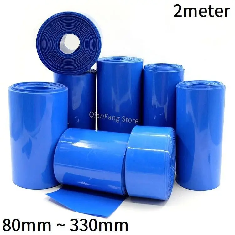 2M Pvc Heat Shrink Tube For 18650 Lithium Battery Pack Cover Shrinkable Insulated Cable Sleeve 80 ~ 330Mm Blue Sheath Film Wrap 1