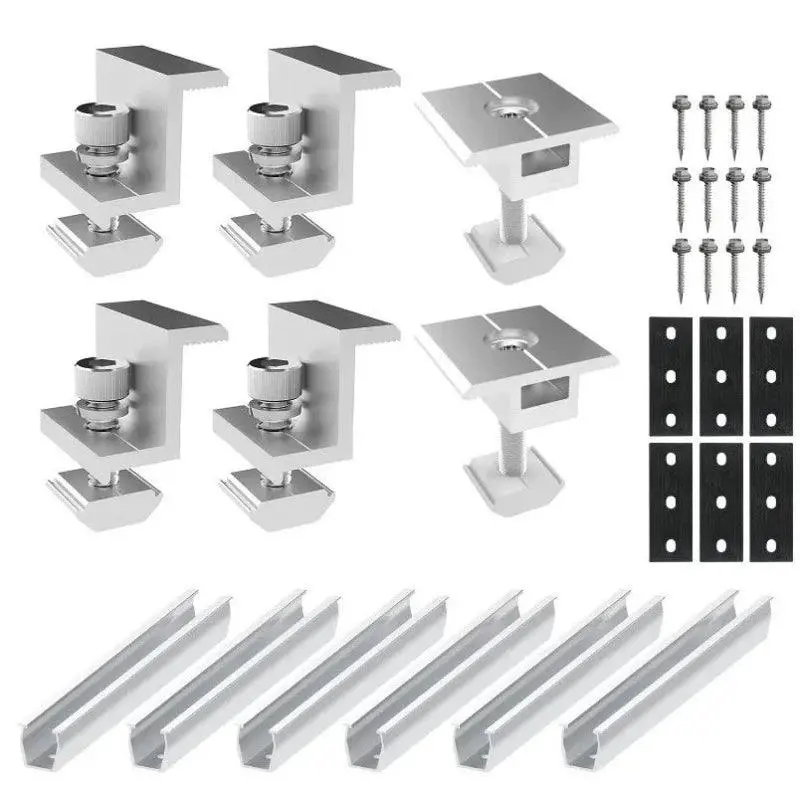 2Pcs/4Pcs/6Pcs 20Cm Solar Panel Module Aluminum Bracket Rail Bracket Trapezoidal Sheet Flat Roof Pv Mounting Rail Support 1