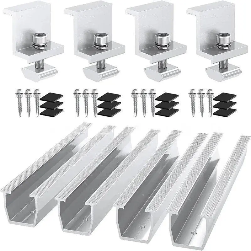 2Pcs/4Pcs/6Pcs 20Cm Solar Panel Module Aluminum Bracket Rail Bracket Trapezoidal Sheet Flat Roof Pv Mounting Rail Support 2