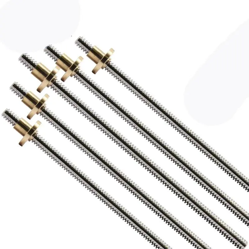 304 Stainless Steel T6 Threaded Rod Lead Screw 6Mm With T6 Brass Nut For 3D Printer Machine Z Axis Linear Guides Stepper Motor 5