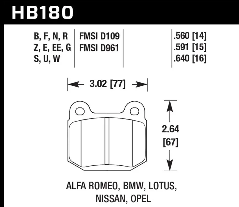 Hawk 03-06 Evo / 04-09 Sti / 03-07 350Z Track Ht-10 Rear Pads 1