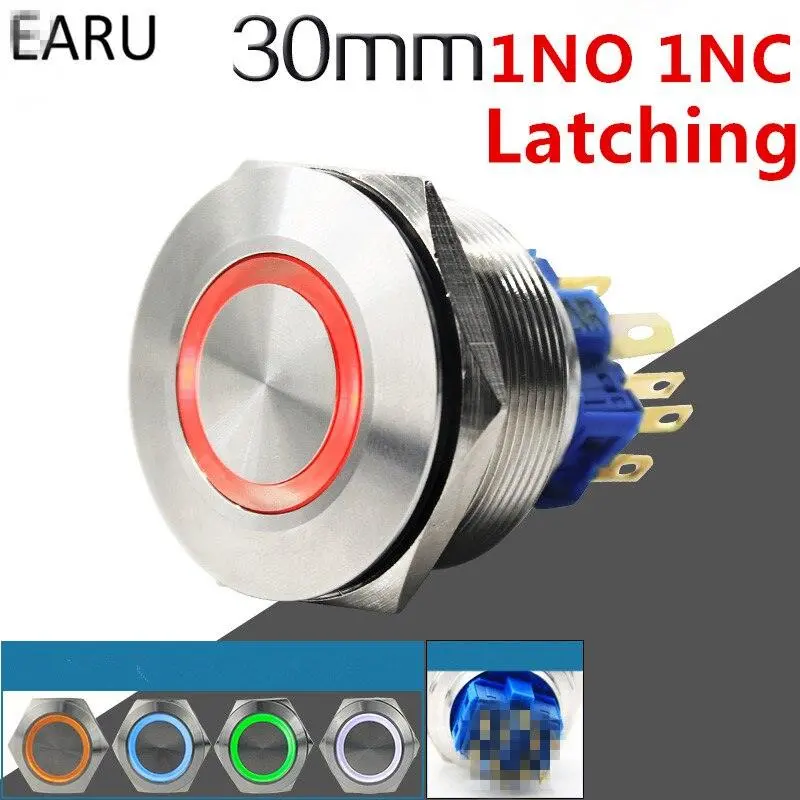 Earu -30Mm 1No 1Nc Metal Latching Led Push Button Switch 1
