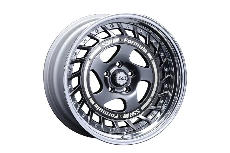Ssr Formula Aero Spoke 18X12.5 5X114.3 -39 Titan Silver W/ Brushed Red Aero Plate 1