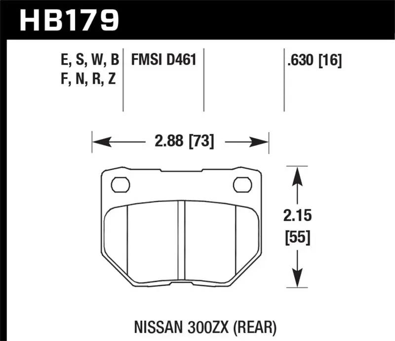 Hawk 89-93 Nissan 300Zx / 89-95 Skyline / 06-07 Subaru Impreza Wrx Race Ht-10 Rear Brake Pads 1
