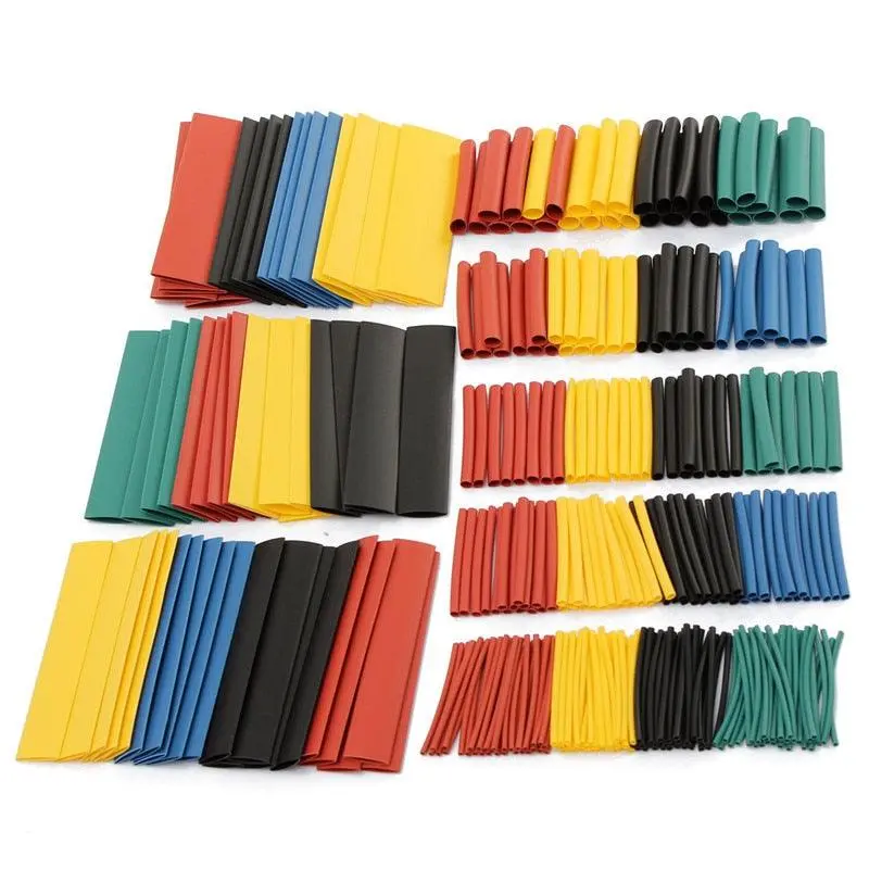 328Pcs/Set Sleeving Wrap Wire Car Electrical Shrinkable Cable Tube Kits Heat Shrink Tube Tubing Polyolefin 8 Sizes Mixed Color 1