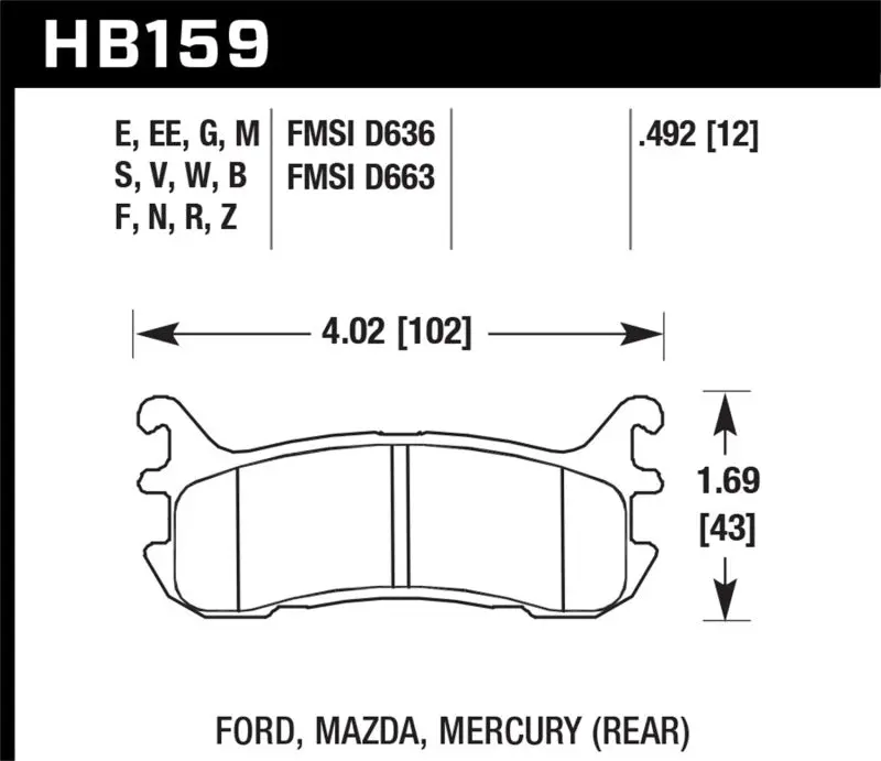 Hawk 94-05 Miata / 01-05 Normal Suspension Blue 9012 Race Rear Brake Pads (D636) 1
