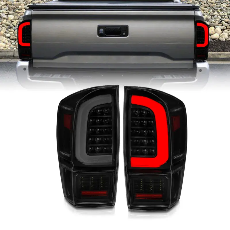 Anzo 16-21 Toyota Tacoma Led Tail Lights - W/ Light Bar Sequential Black Housing & Smoke Lens 1
