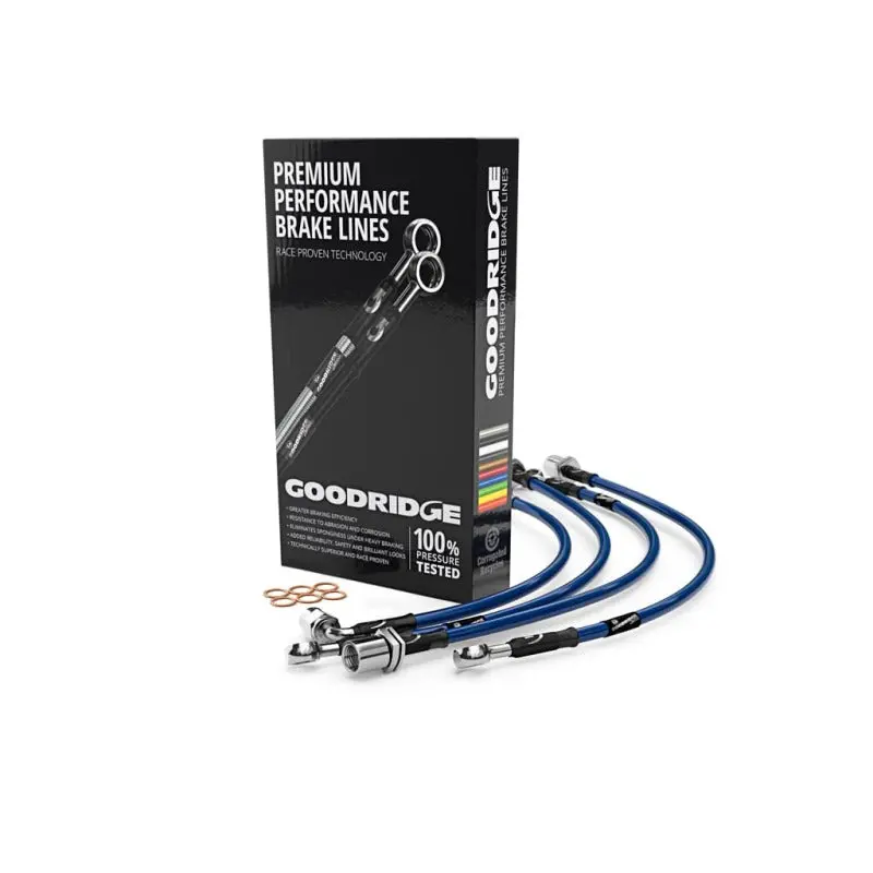 Goodridge 09-12 Nissan 370Z (Sport Model Only) Stainless Steel Brake Lines - Electric Blue 1