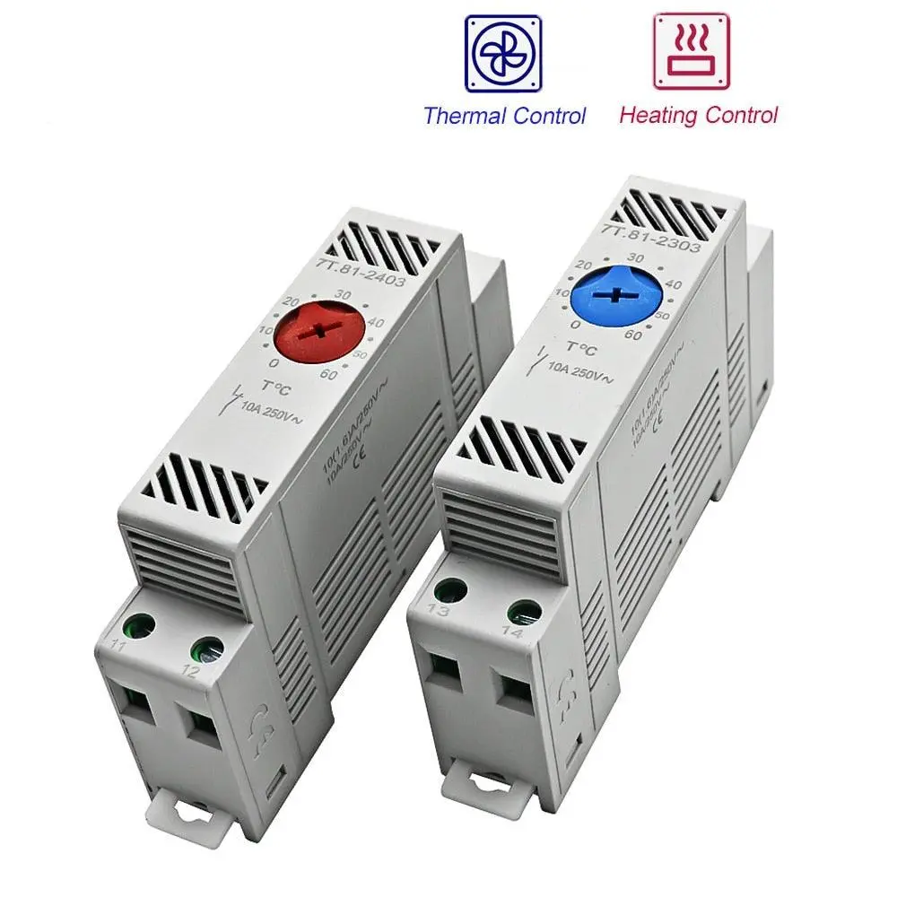 35Mm Din Rail No Nc 0-60℃ Industrial Temperature Regulator Automatically Adjusts Heating System Temperature Regulator Thermostat 1