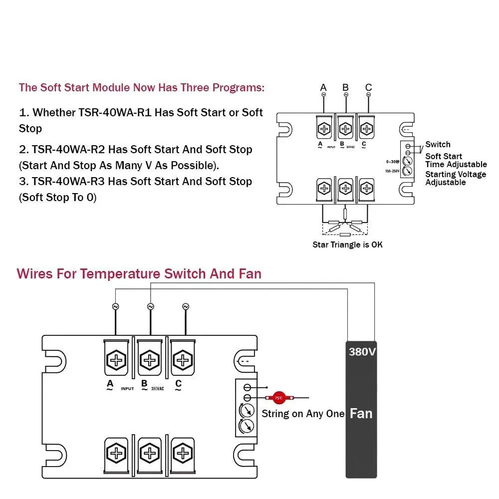 380V Motor Soft Start Module Controller Starter Stop Heat Sink Three-Phase Motor Slow Start 1Kw 2Kw 4Kw 6Kw 8Kw 10Kw 15Kw 20Kw 2