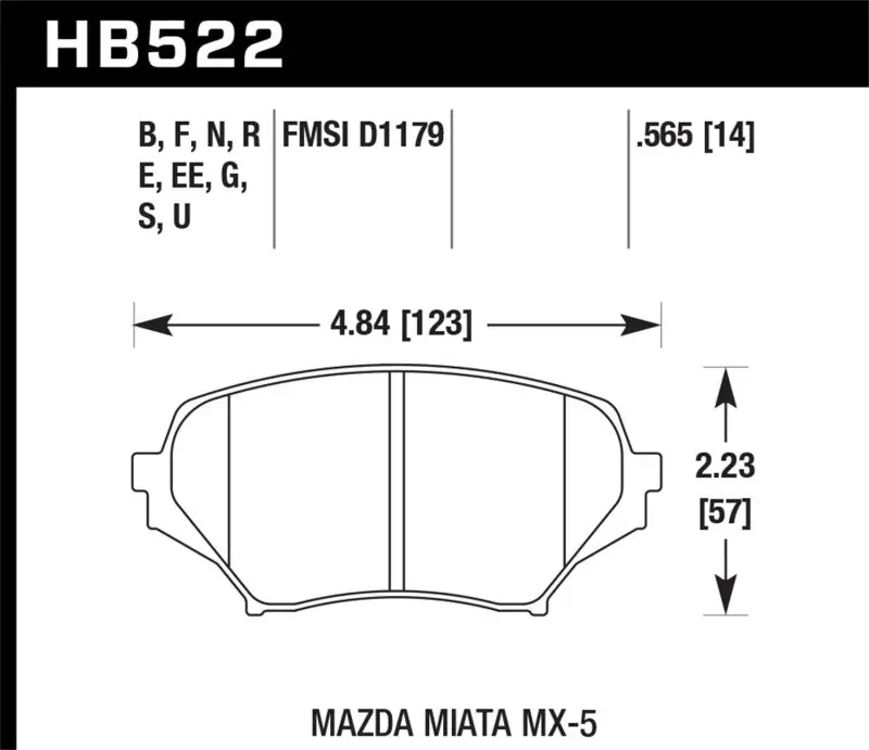 Hawk 06-10 Mazda Miata Mx-5 Base Blue 9012 Race Front Brake Pads 1