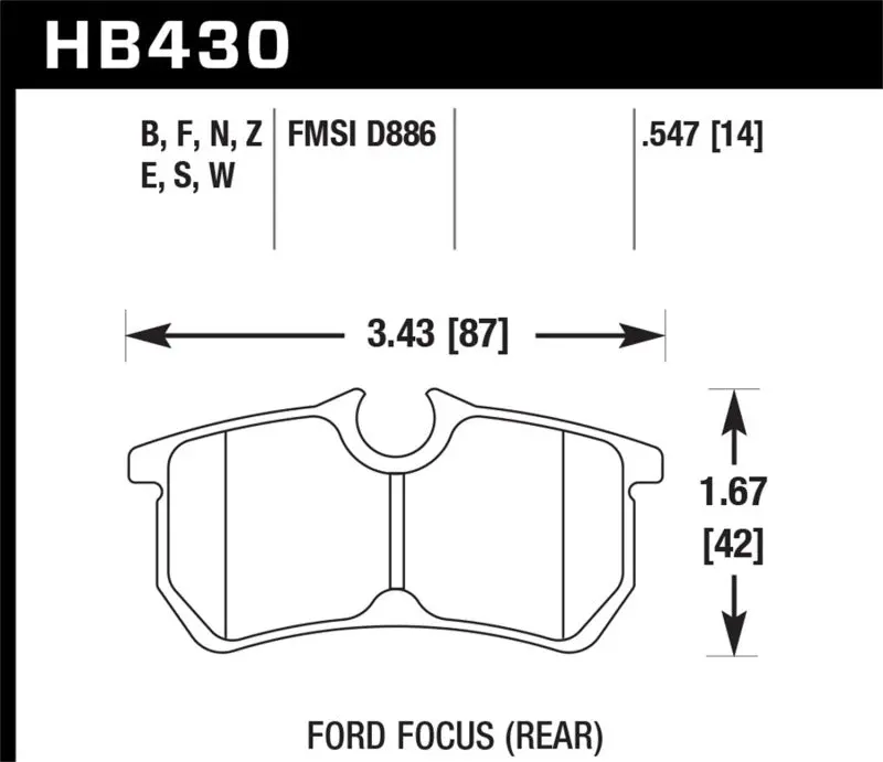 Hawk 00-07 Ford Focus Dtc-30 Rear Race Brake Pads 1
