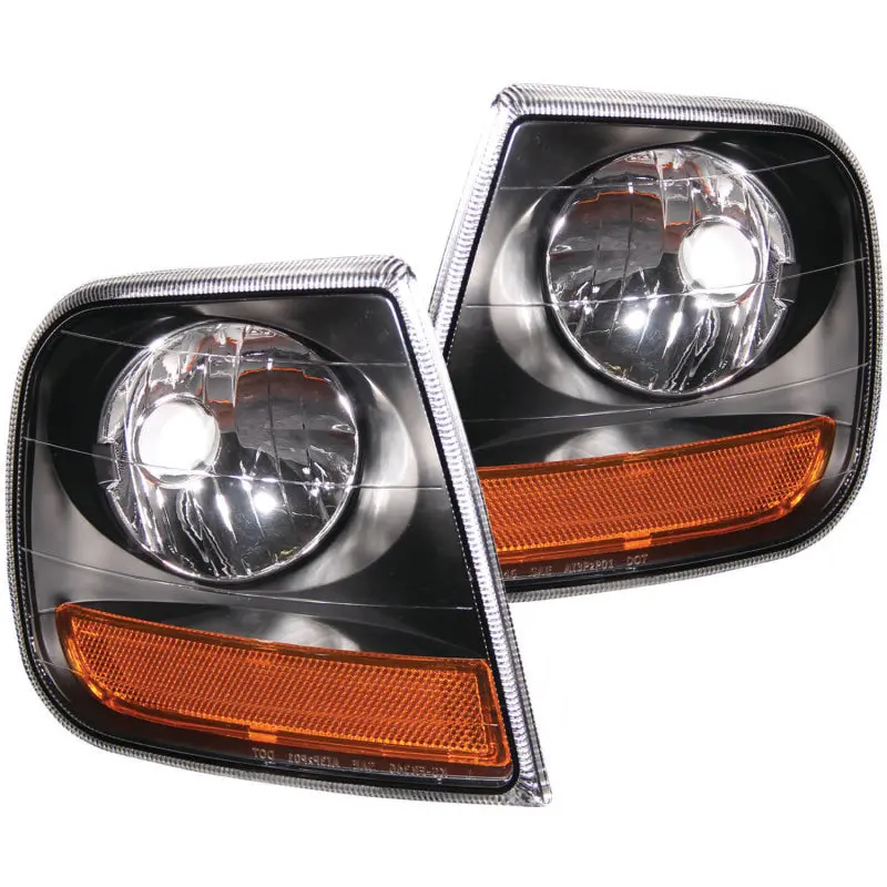 Anzo Corner Lights 1997-2003 Ford F-150 Harley-Davidson Style Corner Lights Black W/ Amber Reflector 1