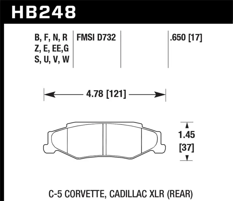 Hawk 97-12 Corvette/01-04 Z06/05-09 Z51 Dtc-30 Race Rear Brake Pads 1