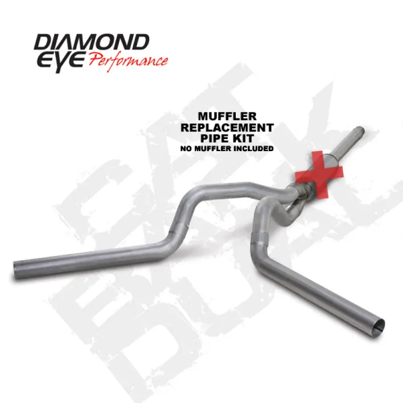 Diamond Eye Kit 4In Catback Mflr Rplcment Pipe Dual Al: 94-97 Ford 7.3L F250/F350 Pwrstroke 2