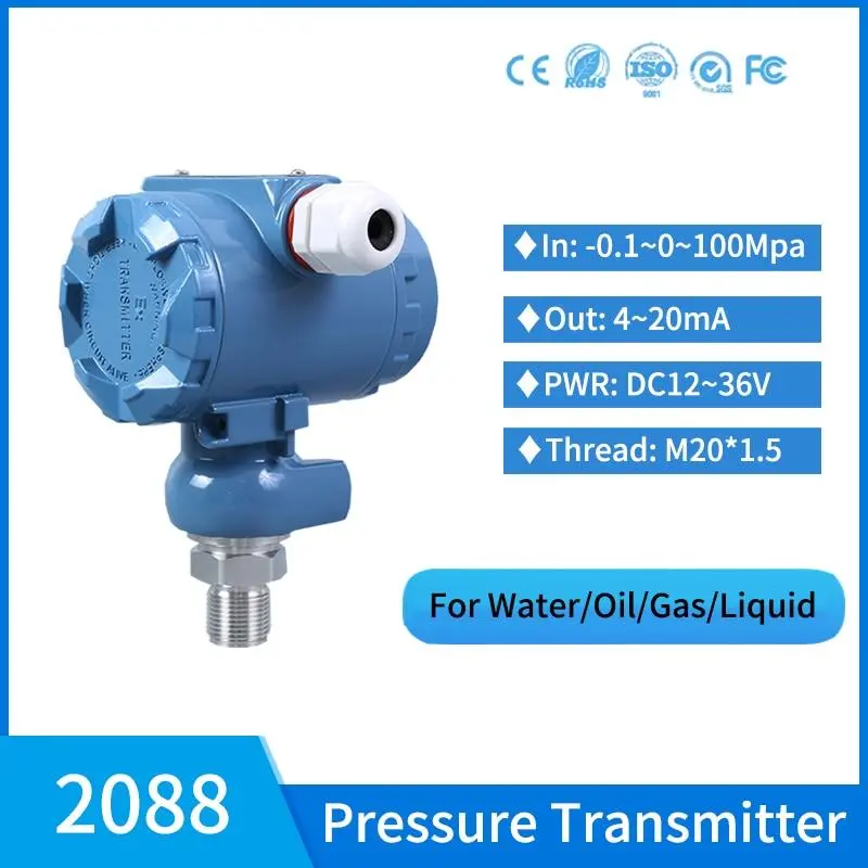 4-20Ma Capacitive Pressure Transmitter Water Diesel Fuel Tank Pressure Sensor M20*1.5 Piezoelectric Pressure Transmitter 1