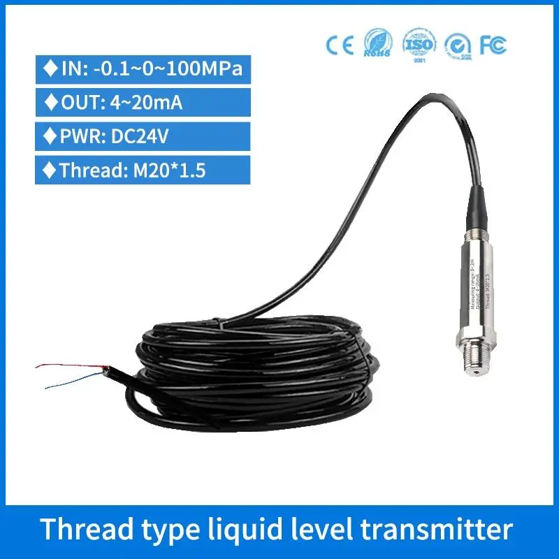 4 20Ma Submersible Hydrostatic Water Liquid Level Transducer Hydraulic Pipe Tube Water Pressure Transmitter Sensor 1