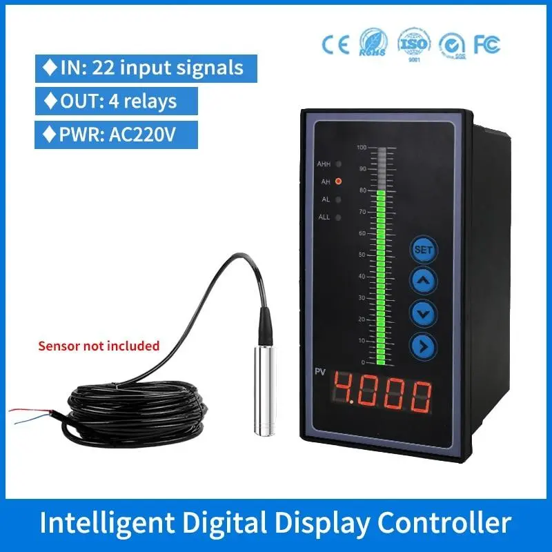 4 Relay 4-20Ma Output Ac220v Power Automatic Digital Display Liquid Level Indicator Tank Water Level Controller 1