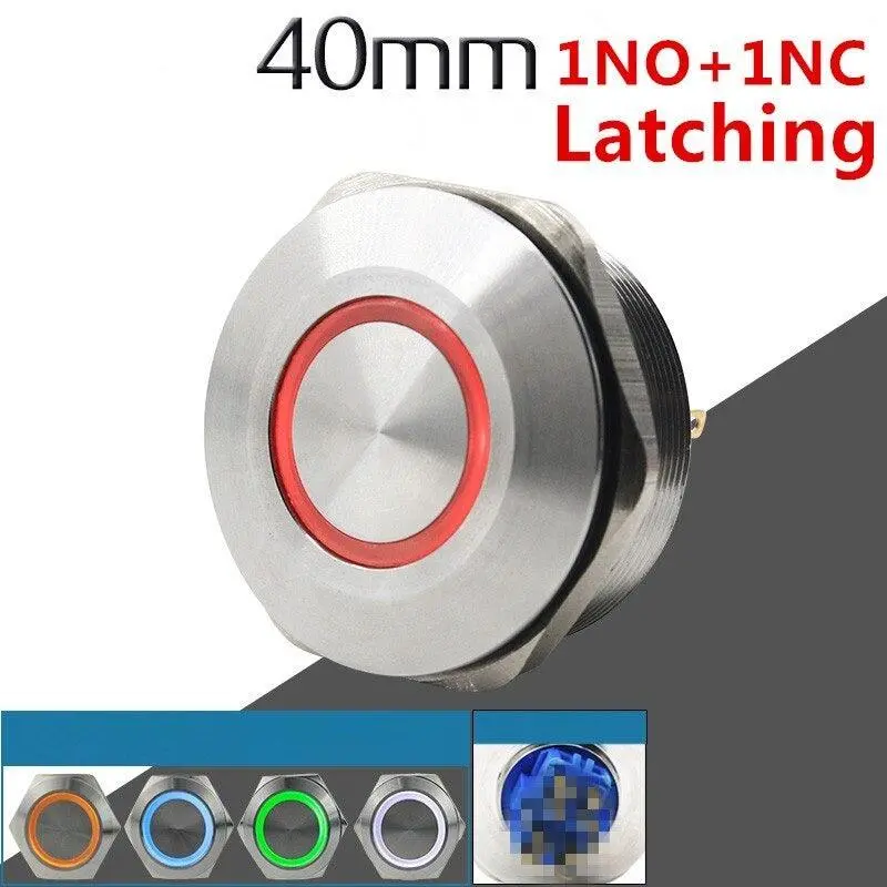 Earu -40Mm 1No 1Nc Metal Locking Latching Led Push Button Switch 1