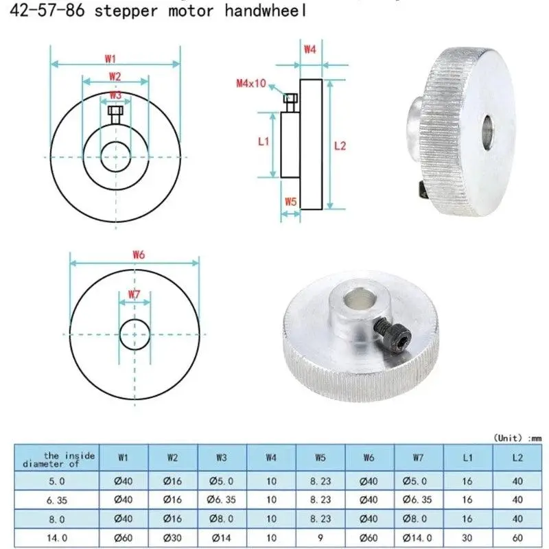 42 57 86 Stepper Motor Handwheel Jog Knob 5Mm 6.35Mm 8Mm 14Mm Inner Hole Motor Shaft Special Positioning Hand Wheel 2