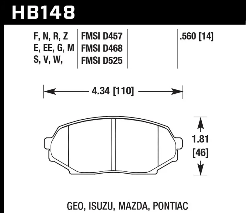 Hawk 89-93 Miata Blue 9012 Race Front Brake Pads D525 1