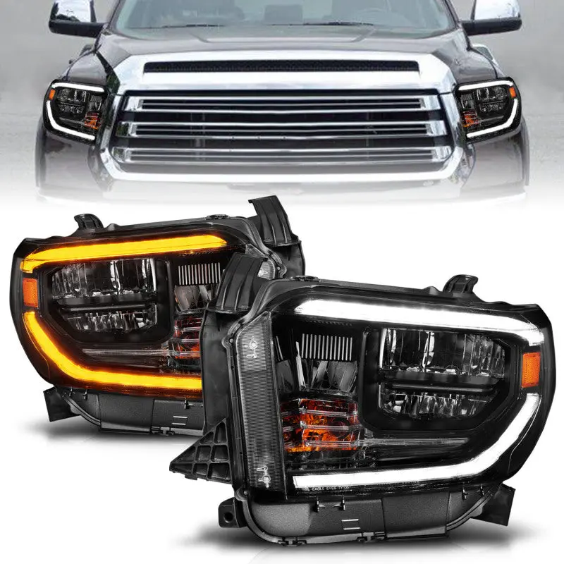 Anzo 14-21 Toyota Tundra (Oe Halogen W/Led Drl) Led Crystal Headlights W/ Switchback &Amp; Drl - Blk 1