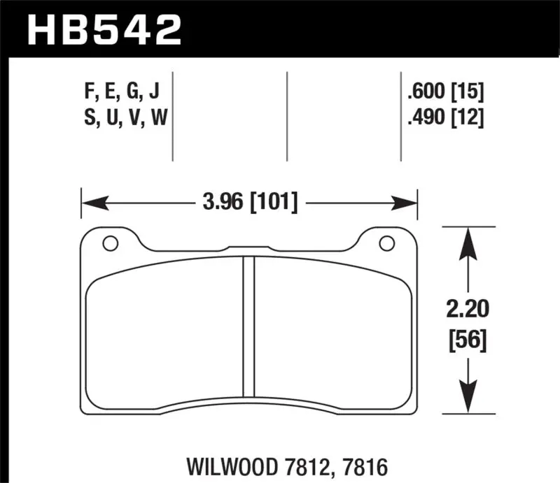 Hawk Wilwood 7816 12Mm Caliper Dtc-30 Rear Race Pads 1