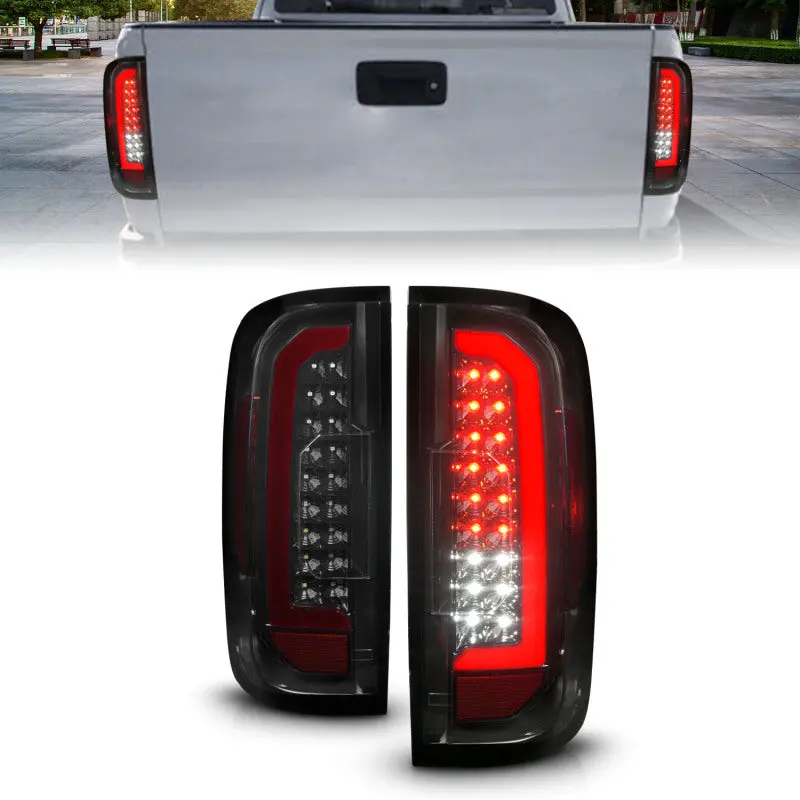 Anzo 15-21 Chevrolet Colorado Full Led Tail Lights W/ Red Lightbar Black Housing Smoke Lens 1