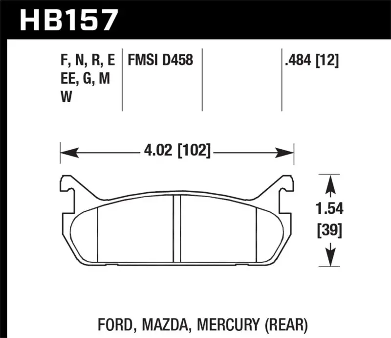 Hawk 89-93 Miata Blue 9012 Race Rear Brake Pads D458 1