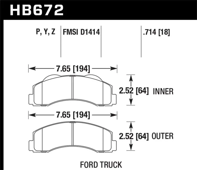 Hawk 10-11 Ford Expedition/F-150 Svt Raptor / 10-11 F-150 Lts Front Street Brake Pad 1