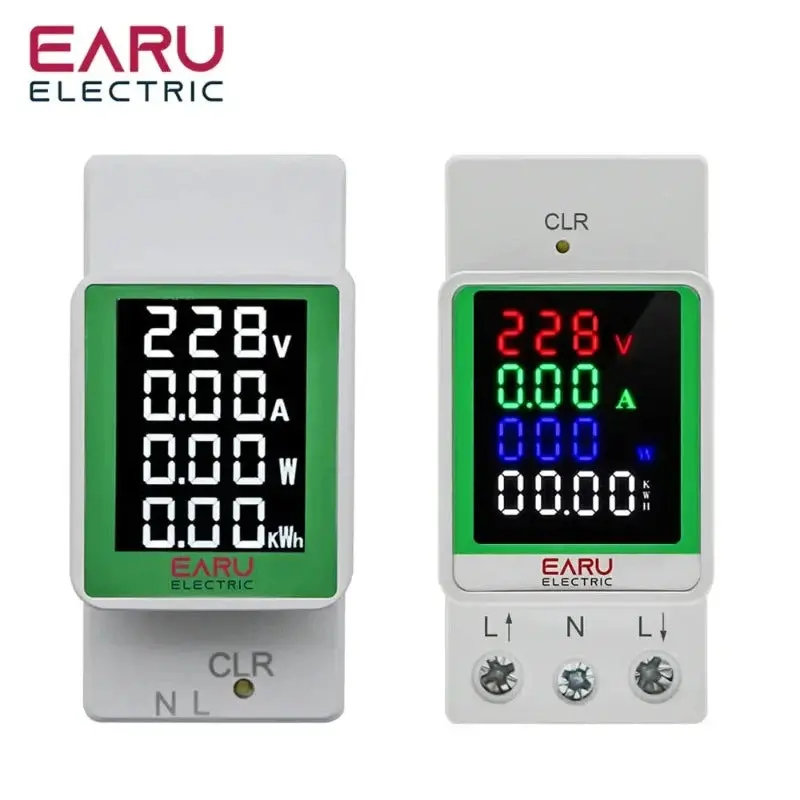 4In1 Digital Ac 110V 220V 100A Voltage Current Kwh Electric Energy Monitor Meter Volt Amp Voltmeter Aammeter Wattmeter Din Rail 1