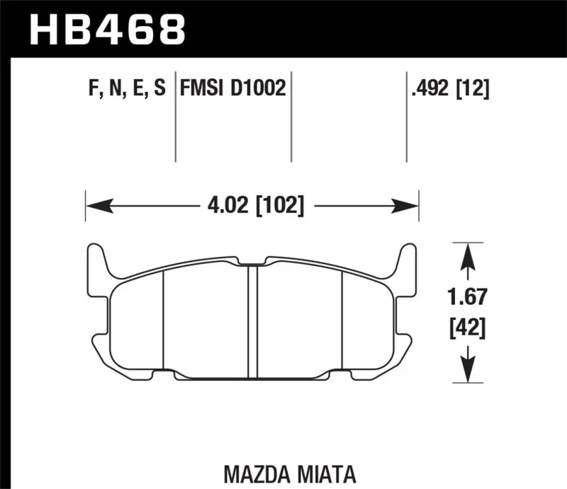Hawk 03-05 Miata W/ Sport Suspension Blue 9012 Race Rear Brake Pads D1002 1
