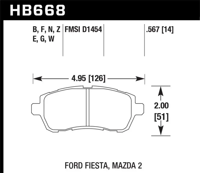 Hawk 11-12 Ford Fiesta S/Se/Sel / 11-12 Mazda 2 Sport/Touring Dtc-60 Front Race Brake Pads 1