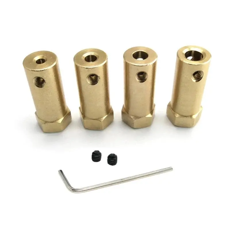 4Pcs Hexagon Coupling 3Mm 4Mm 5Mm 6Mm 7Mm 8Mm Extended Copper Rigid Brass Motor Shaft Connector Sleeve Robot Smart Car Wheel Hub 1