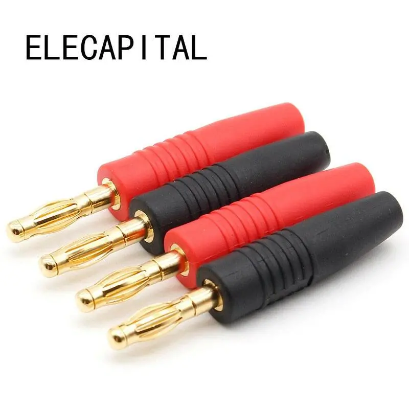 4Pcs New 4Mm Plugs Gold Plated Musical Speaker Cable Wire Pin Banana Plug Connectors 1