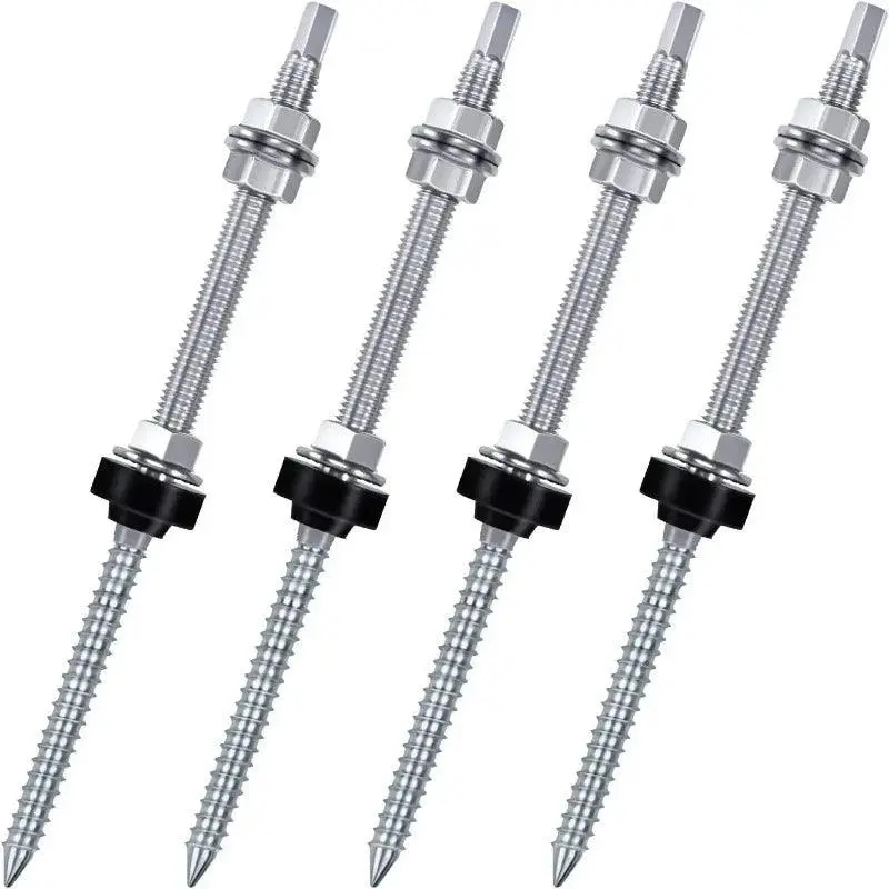 4Pcs Stainless Steel Solar Hanger Bolts With L Foot Mounting Solar Panel Height Adjustable For Photovoltaic Solar Hanger Bolts 1