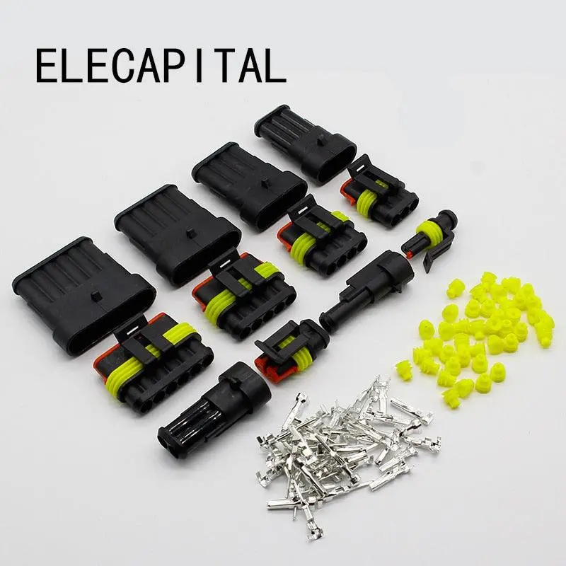 5 Kits Flame Retardancy 1P 2P 3P 4P 5P 6P Way Sealed Waterproof Automotive Wire Connector Plug Car Motorcycle Hid Auto Connector 1