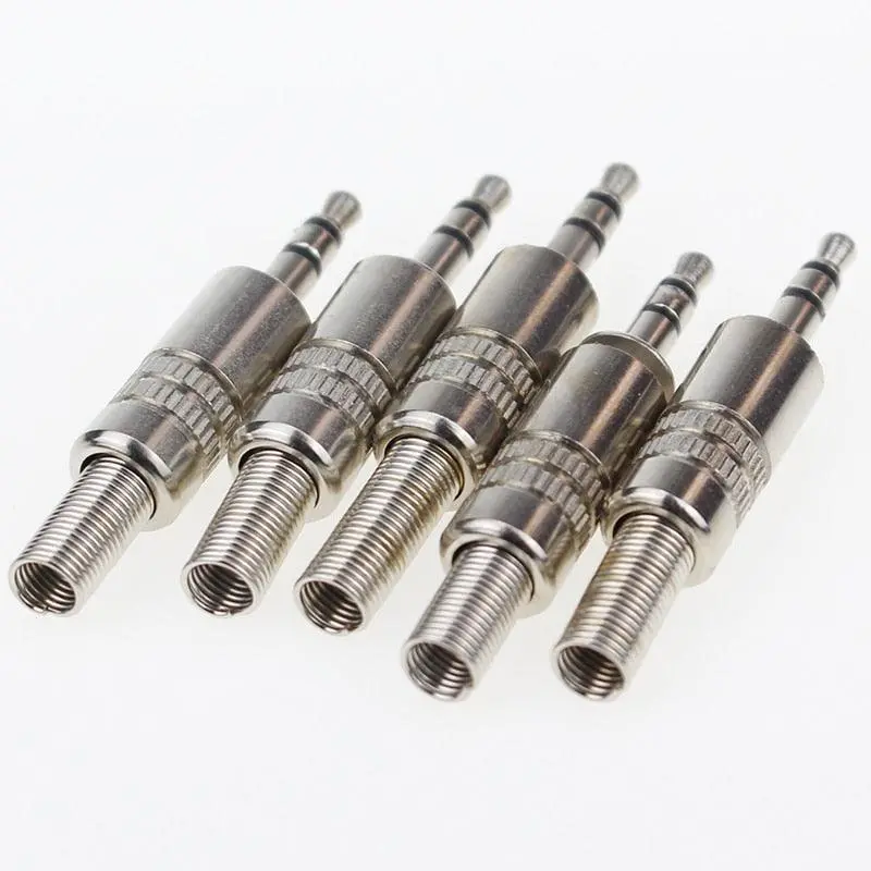 5 Pcs 3.5Mm 3-Pole Stereo Metal Plug Connector 3.5 Plug &Amp; Jack Adapter With Soldering Wire Terminals 3.5Mm Stereo Plug 1