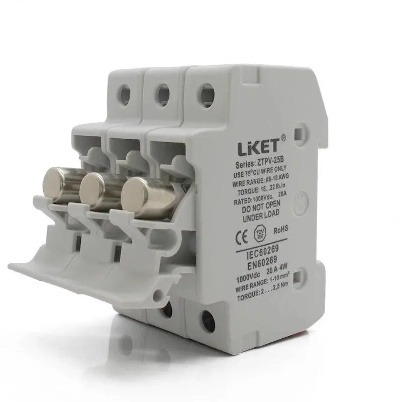 5 Set/Lot  3P Parallel Fuse Holder 1000V Dc Fusible 10X38 Gpv, With Fuse Holder For Solar System Protection 1