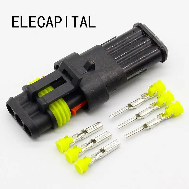 5 Sets Kit 3 Pin Way Waterproof Electrical Wire Automotive Connector Plug For Car 1