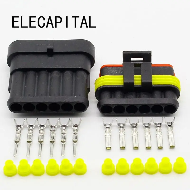 5 Sets New Car Part 6 Pin Way Sealed Waterproof Electrical Wire Auto Connector Plug Set Free Shipping 1