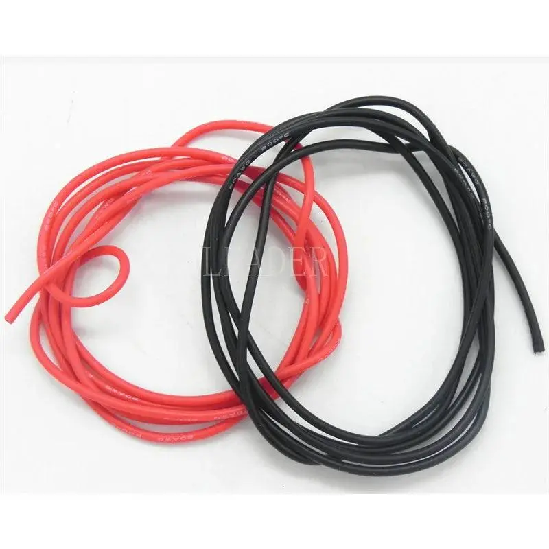 50 Sets/Lot 10Awg 1M Black+1M Red Silicone Cable Wire / Silica Gel Wire / Silicone Tinned Copper Cable High Temperature Dz0176 1