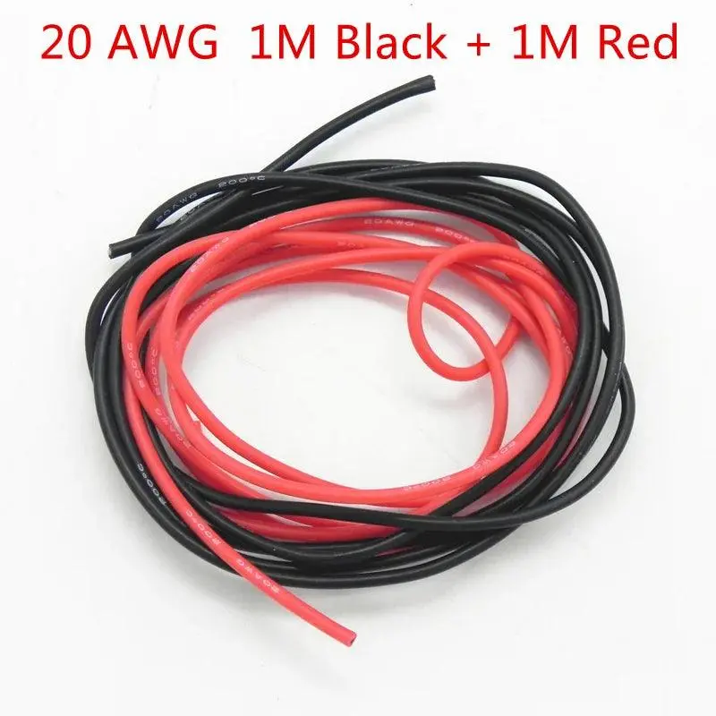 500 Set/Lot 20/22Awg 1M Black+1M Red High Temperature Silicone Wire/ Silica Gel Wire/ Silicone Tinned Copper Cable 1