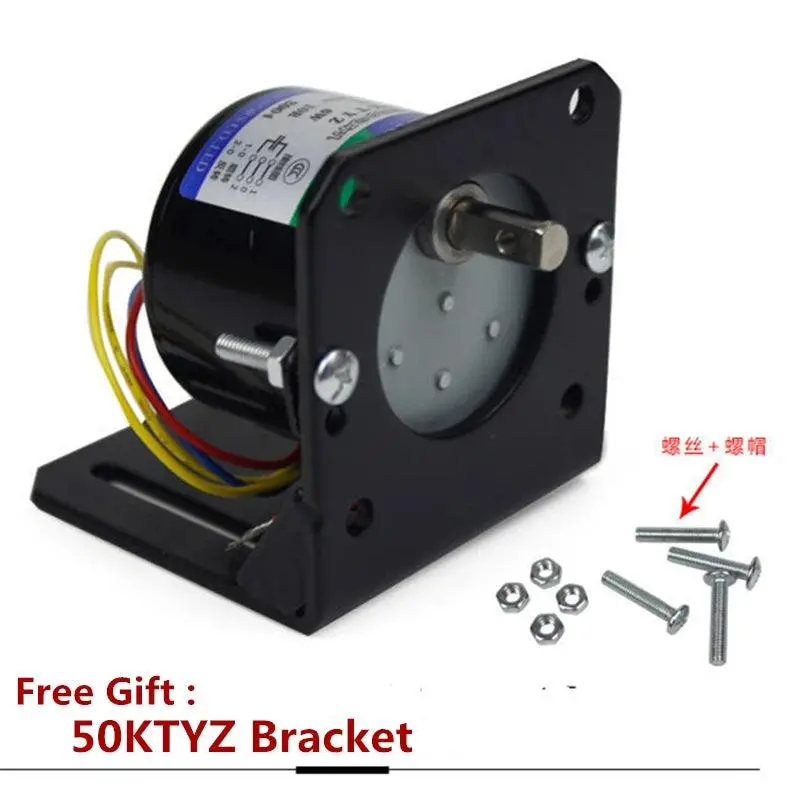 50Ktyz Permanent Magnet Synchronous Motor 6W With Fixed Bracket Ac 12V 24V 110V 220V Geared Speed 1Rpm To 60Rpm Reversed Cw Ccw 2