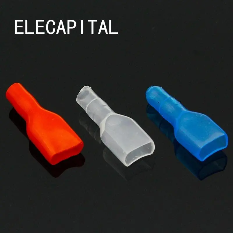 50Pcs Cover Case For 6.3Mm Crimp Terminal Spade Connector 6.3 Terminal Cap 1