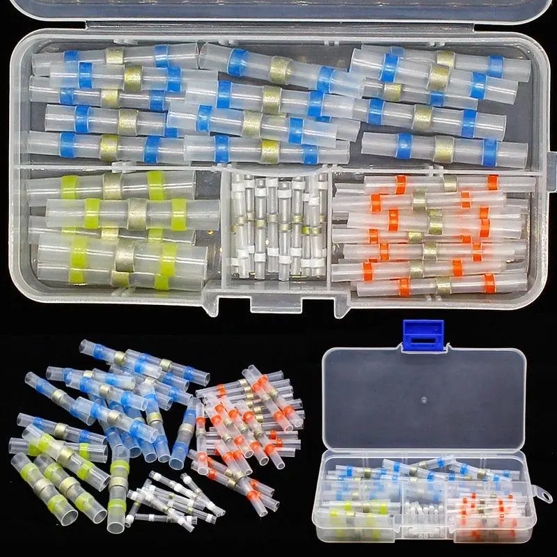 50Pcs New Heat Shrink Solder Sleeves Wire Crimp Butt Terminals Connectors With Box 1.5-6.0Mm 1
