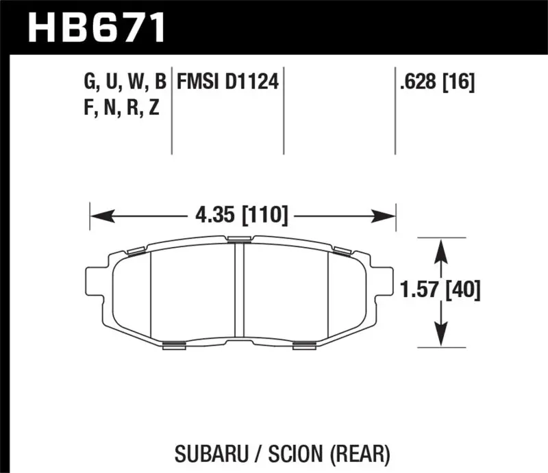 Hawk 13 Scion Fr-S / 13 Subaru Brz/10-12 Legacy 2.5 Gt/3.6R Ht-10 Race Rear Brake Pads 1