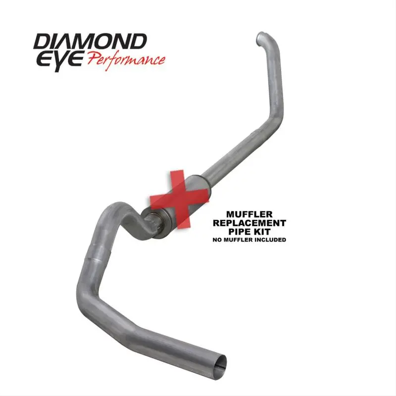 Diamond Eye 00-03 Ford F250/F350 7.3L 4In Turbo-Back Single Aluminized Muffler Replacement Pipe 1